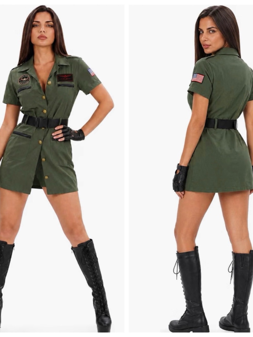 Party Teller 4PCS Women's Halloween Military Pilot Costume Size Small NWT
